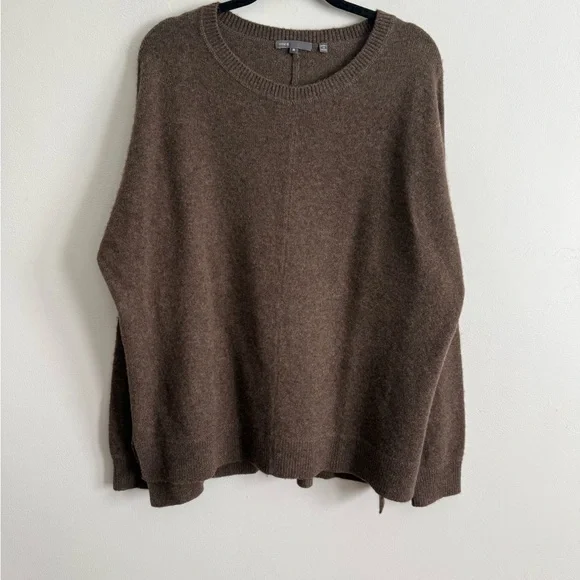 Vince Yak Wool Blend Crewneck Sweater Brown Size M - Picture 1 of 5